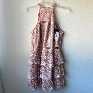 NWT AX dress pale pink light salmon womens size 14 layered lace Softgirl